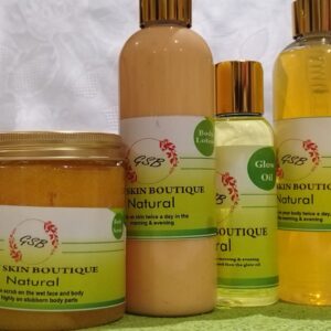 100ml Natural Glow Oil 250g Natural Glow Body Scrub 250ml Natural Glow Body Wash 250ml Natural Glow Body Lotion